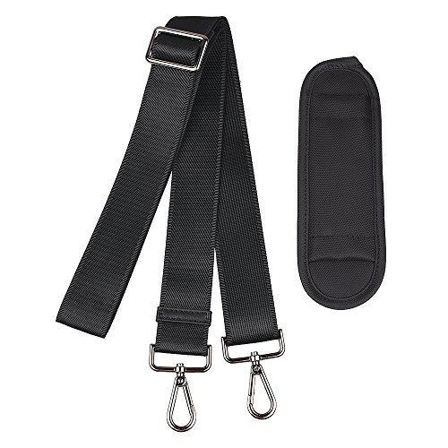 Qishare Universal Ersatz-Schultergurt Abnehmbarer weicher, gepolsterter verstellbarer Gürtel mit Metall-Drehhaken für Gepäck-Duffel-Computertaschen Laptop-Tasche Crossbody-Tasche (Schwarz,150cm) - 4