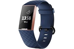 FunBand Bracelet Fitbit Charge 3, Bande en Silicone Souple Sangle de Remplacement Reglables Sport Accessorie pour Montre Connectée Fitbit Charge 3