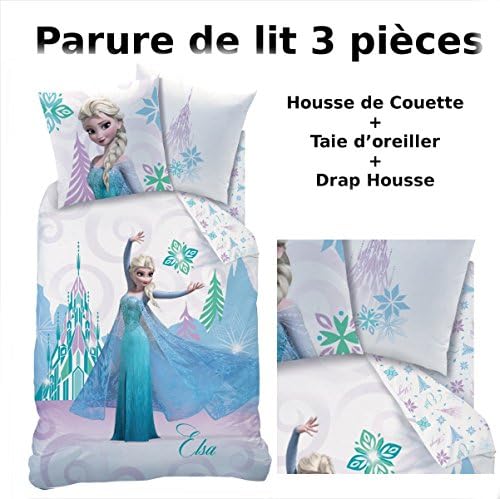 Snow Queen – (3pcs) – 140 x 200 cm Duvet Cover (Bedding) + (63) + Pillowcase (Fitted Sheet 90x190) – 100% Printed Cotton – Arabesque