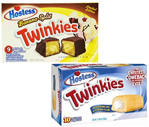 Preisvergleich Produktbild Hostess Twinkies 1 x Banana Split & 1 x Original - Twin Pack - 19 Cakes