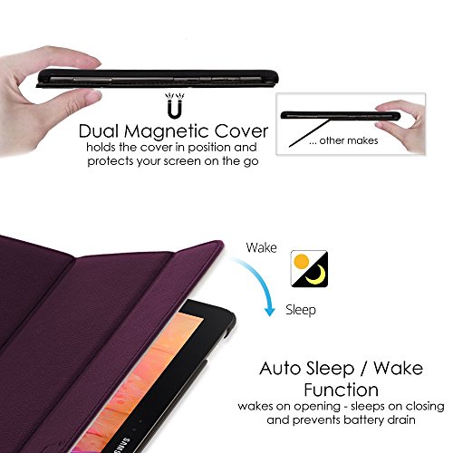 ForeFront Cases® Neue Leder Hülle / Tasche / Case / Cover für Samsung Galaxy Tab PRO 10.1 T520 – Rundum-Geräteschutz und intelligente Auto-Sleep-Wake-Funktion mit 3-JAHRES-GARANTIE VON FOREFRONT CASES – inkl. Eingabestift und Displayschutz - 5