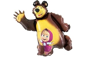 Grabo per Masha e Orso palloncino per le feste dei bambini con cannuccia, feste di compleanno 70x72 cm in foil