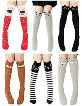 JT-Amigo 6 Paar Mädchen Kniestrümpfe mit verschiedenen Tier-Motiven