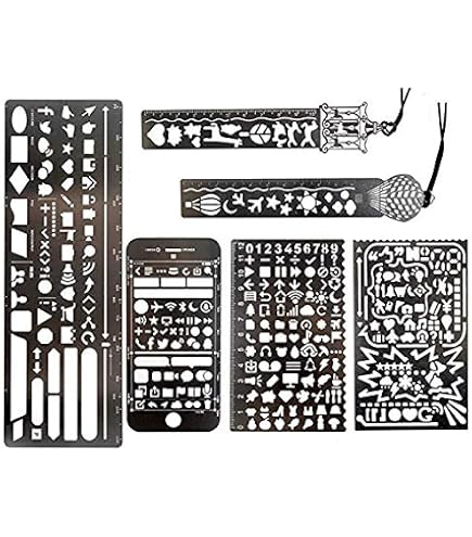 Kit 4 Pochoirs Métal Bullet Journal - Inox, Pour Planification, Dessin, Suivi D'habitudes, Marque-page - 2