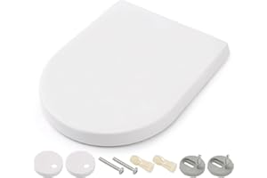 Deska sedesowa, Himimi deska sedesowa wolnoopadająca z szybkim uwolnieniem, szybki montaż Deska sedesowa, Antybakteryjny plastikowy, łatwego czyszczenia, Kształt D, biały(450 x 361 x 53 mm)