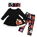 Produktbild Baby Kinder Mädchen Langarm Kürbis Drucken Kleid Tops+Druck Hose+Schals Leggings 3 Stück Outfits Halloween Karneval Fasching Kostüm von Innerternet