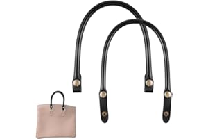 AFCJLTO 2pcs Leder Taschengriffe schwarz stabile PU-Leder Ersatzgriffe mit 2 Druckknöpfen für Heimwerker Handtaschen-Riemen, 40cm(Schwarz)