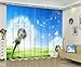 Produktbild Dbtxwd Blackout Fenster Vorhänge, 3D Löwenzahn Landschaft Print Vorhänge, Schlafzimmer Wohnzimmer Dekoration, blau , wide 3.2x high 2.7