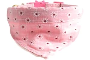 Bandana Cat Collars and Bell | Safe Quick Release Breakaway Buckle | ZACAL Cat Collars (Pink Flowers Bandana)