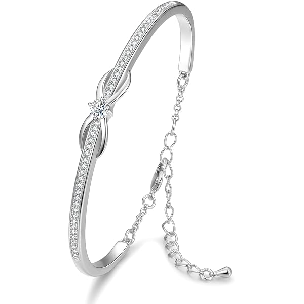 Bracciale Praelinos Ronde In Oro Rosa/bianco Con Zirconi Cubici 5A, Regalo Per Donna, 17,5 Cm + Catena
