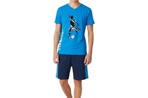 In One Clothing - Jungen Schlafanzug kurz, weicher Single-Jersey aus 100% Baumwolle, mit Motivdruck und Hose in Bermuda Form