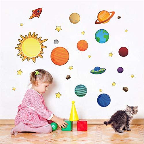Preisvergleich Produktbild Bunte Diy Wandkunst Aufkleber Abziehbilder Dach Wandaufkleber Weltraum Planeten Für Kinderzimmer Baby Nursery Party Supply