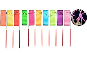Febbya Ruban De Danse, Ruban De Gymnastique Rythmique 10 Pcs 2 Mètres Ruban Tournoyant pour Enfants Danse Artistique, Virage De Bâton, Gymnastique, Formation, Activités Amusantes 10 Couleurs