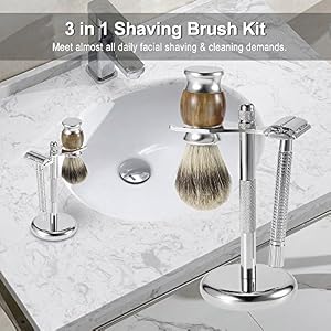 Anself 3 in 1 Men's Shaving Set Male Facial Shaving & Cleaning Tool - Image 2