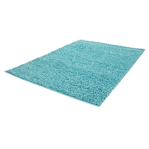 Teppich Shaggy Hochflor Einfarbig Flokati für verschiedene Zimmer Günstig Angebot Türkis 70×140 cm - 5