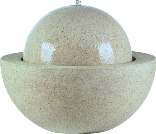 Esteras 8512014057 Brunnen für den Garten, Rund mit Schale, Ø 57 cm, Fiberglas, Sandstein, Guapi