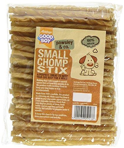 Good Boy Rawhide Dog Treat Small Chomp Stix, 115 mm x 5/9 mm, Confezione da 100