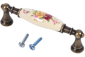 Nimomo Maniglie Antiche, Maniglia per Porta in Ceramica Vintage, Durevole Modello di Fiore Rurale Vintage Bronzo Maniglie per Porte Fai-da-Te Manopole per Cassetti per Armadietti