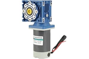 OUMEFAR Moteur à engrenages CC 12V / 24V, vitesse du moteur à vis sans fin RV40 120W RV40 réglable CW/CCW avec verrouillage automatique(12 V)