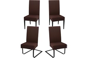 Hopelit Stuhlhussen 4er Set, Stuhlhussen Schwingstühle Abnehmbarer Waschbarer Spandex, Universale Stretch Stuhlbezug Hussen für Esszimmer, Hotel, Küche, Hochzeitsdeko, Dunkelbraun