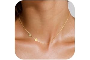 ZHESHY Collier Initiale avec Coeur Plaqué Or Femme Collier Personnalisé Prénom Fantaisie Lettre Pendentif de A-Z Personnalisable Idée Cadeau Anniversaire pour Femme Enfant Ado 18 Ans Fille Bijoux