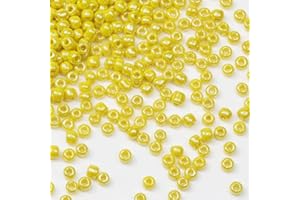 Tibaoffy Giallo brillante Perline Dimensione 8/0 Perle di Vetro del Seme dei Mestieri 3 mm per la Fabbricazione dei Gioielli (Totale Circa 100g Circa 3600 Grani‌)