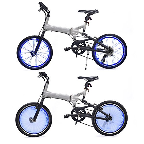 InnoBeta® LED Fahrrad-Lichtstreifen, Outdoor Wasserdicht Flexibel Helle Lichter Für Radfelgen oder Fahrradrahmen, Blinkender / Leuchtender Modus, Perfekt für Erwachsene und Kinder für Sicherheit und Spaß am Sport (Kostenloses, blaues Armband als Geschenk), 3*AA-Batterien im Lieferumfang enthalten - 4