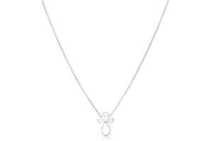 Molly Brown London Sterling Silver My Guardian Angel Diamond Necklace. Ideal for Christening, Holy Communion Gifts for Girls, Flower Girl and Bridesmaids Gifts