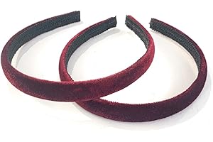 CAPRILITE 2 x Velvet Girls School Headband Alice band Hair Accessories - UK (Burgundy/Dark Red)