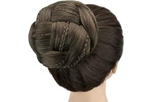 IMISSU Talla grande Moño trenzado Bailarina Cubierta Rosquilla Piezas para el cabello coletero Moño para el cabello Peluca Clips Updo en la fiesta de bodas (M2 Mezcla Marrón)