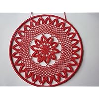 Fensterbild, 25cm, rot, gehäkelt