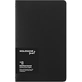 Moleskine Smart Cahier log set, 2 digital Cahier with striped sheets, Pen + card cover, large 13 x 21 cm, black, 80 pages