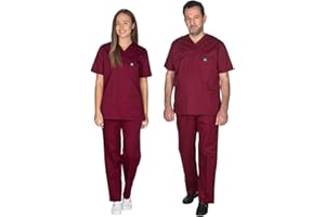 ALEZI Uniformes & tenues médicales unisexes - Vêtements médicaux avec col en V et poches | Ensemble blouse & pantalon lavables & durables - Médical Scrubs pour hommes et femmes