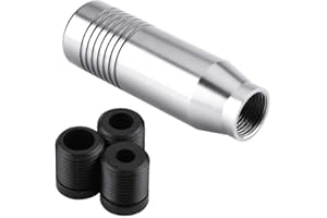 Minyinla Schaltknauf, Universal, manuell, für Auto, Schaltknauf, mit 3 Adaptern für Auto, manuell, mit manuellem Schaltgetriebe (Silber)