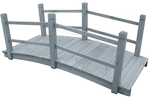 vidaXL Pont de Jardin Pont de Patio Décoration de Jardin Pont d'Extérieur Décoration d'Arrière-Cour Gris 140x60x56 cm Bois de Sapin Massif