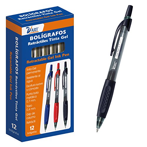 D'Art 79426 - Caja de bolígrafos, tinta gel retráctil, 0.7 mm, 12 unidades, color negro