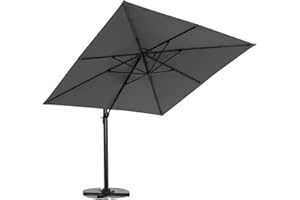 EROMMY Garden Cantilever Parasol, 2.7 X 2.7 m Swivel Patio Parasol Umbrella with Aluminum Pole, Adjustable Tilt and Crank for Poolside, Balcony