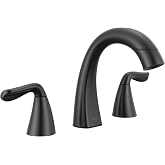 Delta Musluk Arvo Pull-Down Yaygın Banyo Bataryası, Mat Siyah Y&uuml;ksek Ark 3 Delikli P&uuml;sk&uuml;rt&uuml;c&uuml;l&uuml; Banyo Lavabo Bataryası, Mat S