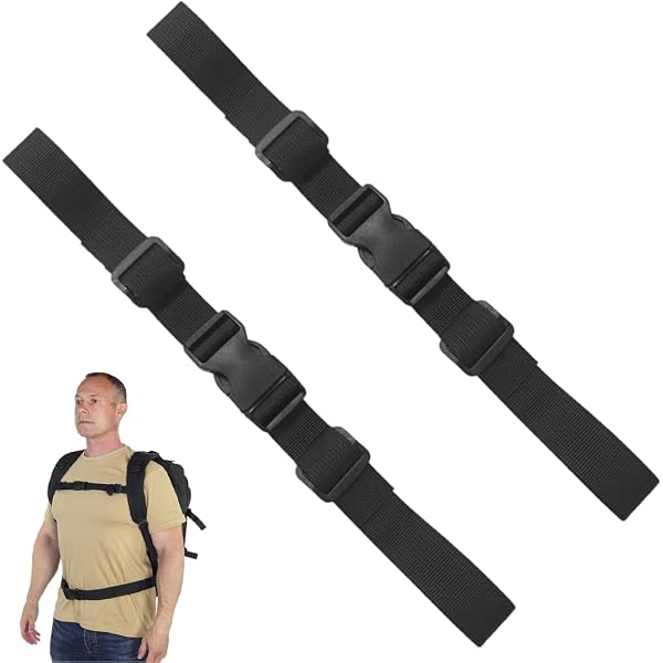 JUKOTA Correa De Pecho Ajustable Para Mochila Con Silbato, 2 Piezas, Antideslizante Y Cómoda Para Senderismo, Viajes Y Ciclismo (Negro)