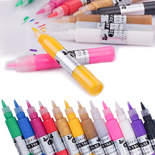 ZeWoo 12 Farben 3D Nageldesign-Lackstifte Nagel Maniküre / Pediküre Nagel Kunst Feder Stifte Set für Nagel Kunst Salon DIY - 2