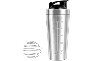 Lotvic Shaker Proteico in Acciaio Inox, 750ML Bottiglie Shaker per Proteine, Shaker per Proteine Fitness, Shaker Bottle con Sfera in Acciaio Inossidabile, Tazza per Frullati Proteici per Sport Fitness