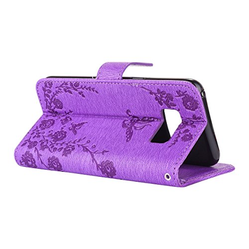 Samsung Galaxy S8 Hülle, Samsung Galaxy S8 Schutzhülle Leder Hülle,Alfort Bling Glitzer Glitter Prägung Flip Wallet Lederhülle Fashion Design Premium PU Leder Hohe Qualität Tasche Case Cover Kasten Abdeckung Wallet für Samsung Galaxy S8 5.8″ Smartphone Funktion Standfunktion Unterstützte Telefone und Magnetverschluss mit Schmetterling ( Lila ) - 5