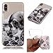 Produktbild iPhone X Hülle, iPhone 10 Hülle, Edaroo TPU Silikon Schutz Handy Hülle Handytasche HandyHülle Etui Schale Klar Clear Transparent mit süßes bunt Motiv Schutzhülle Case Cover Silikon Hülle für Apple iPhone X / iPhone 10 (5,8 zoll) - Schwarzer Blumen Schädel Totenkopf