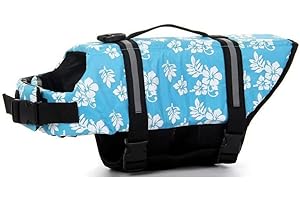 IZEFIA Gilet de Sauvetage pour Chien Manteau de Sécurité La Natation Gilet de Sauvetage pour Flottaison avec Poignée pour Petit Chien Grand Chien FR Bleu XXS