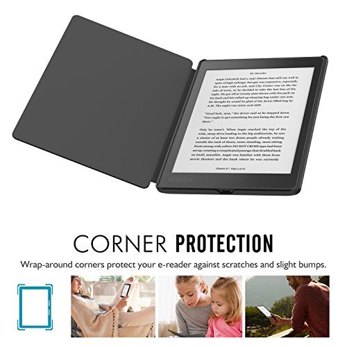 MoKo Kobo Aura One 7.8 Hülle – Ultra Lightweight Slim PU Tasche Smart Shell Case Cover mit Standfunktion für Kobo Aura One 7.8″ e-Reader 2016, Schwarz (mit Auto Schlaf / Wach Funktion) - 3