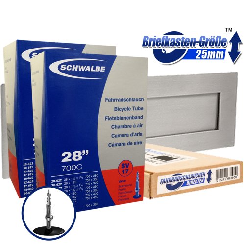 2 x SCHWALBE Fahrradschlauchen - 700 x 28-45 (28/30/32/35/38/40/41/43/45C) Schlauch - SV17 - Presta/Sclaverland