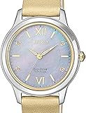 Citizen Damen Analog Quarz Uhr mit Leder Armband EM0724-17Y