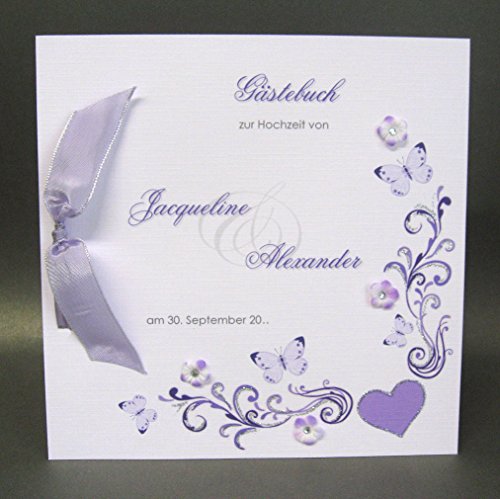 Gästebuch zur Hochzeit mit Namen 11009 lila