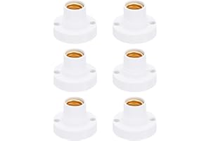 PATIKIL E14 Bulb Socket, 6pcs Round Screw Base Lamp Holder Light Replacement Bases for Halogen CFL Light Bulb, White