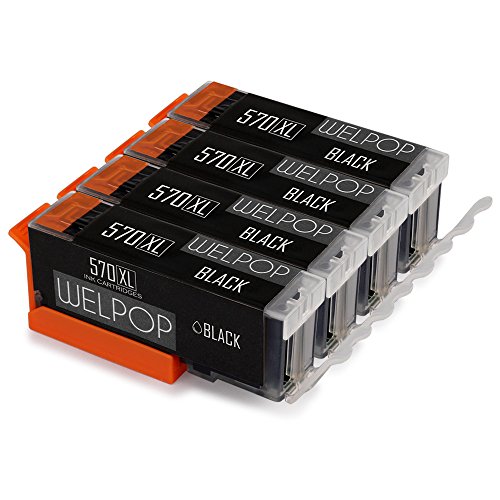 WELPOP 4 Schwarz Ersatz für Canon PGI-570XL/ CLI-571XL Druckerpatronen, Hoher Reichweite Kompatibel mit Canon Pixma MG5700 MG5750 MG5751 MG5752 MG5753 MG6800 MG6850 MG6851 MG6852 MG6853 MG7700 MG7750 MG7751 MG7752 MG7753 TS6050 TS6051 TS6052 TS5050 TS5051 TS5052 TS5053 Drucker